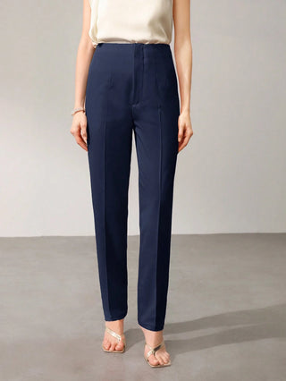 MOTF PREMIUM SOLID ZIP FLY SEAM FRONT TAPERED LEG SUIT PANTS