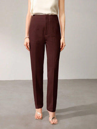 MOTF PREMIUM SOLID ZIP FLY SEAM FRONT TAPERED LEG SUIT PANTS