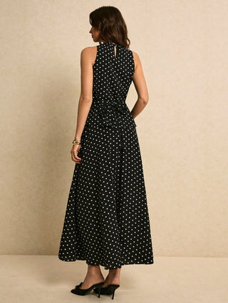Polka Dot Fitted Stylish Elegant Summer Top And Long Skirt