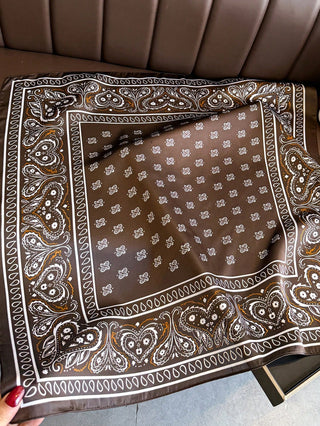 Paisley Printed Thin Style Satin Square Faux Silk Scarf