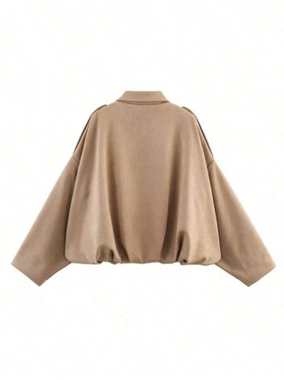 Solid Color Faux Suede Aviator Jacket