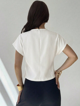V-Neck Single-Breasted Asymmetric Hem Sleeveless Top