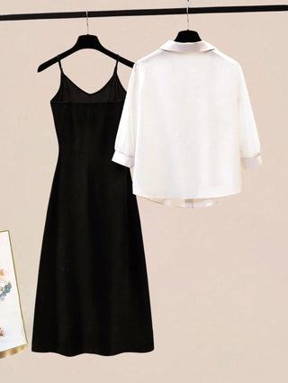 Single-Breasted Shirt And Camisole Dress