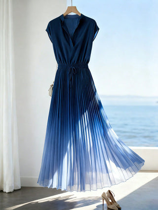 Ombre Pleated Hem A-Line Dress