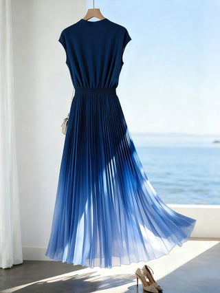 Ombre Pleated Hem A-Line Dress