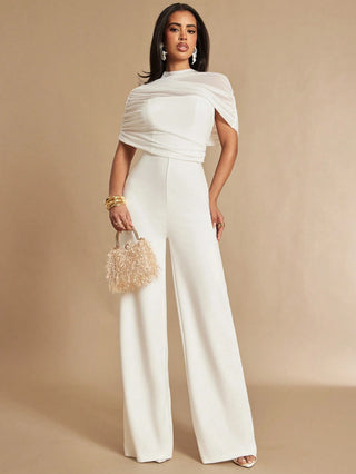 Pleated Wide Leg Elegant Jumpsuit