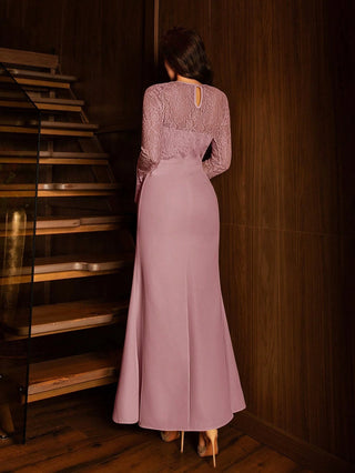 Lace Long Sleeve Gown Dress