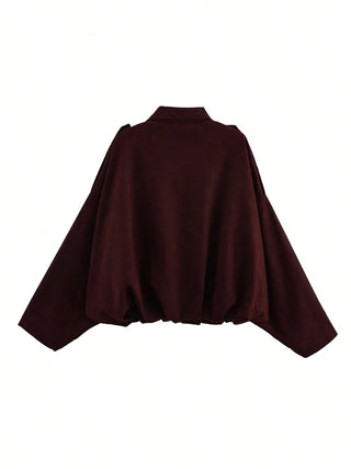 Solid Color Faux Suede Aviator Jacket