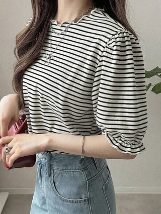 Polka Dot Loose Colorblock Short Sleeve T-Shirt