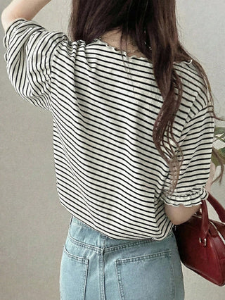 Polka Dot Loose Colorblock Short Sleeve T-Shirt