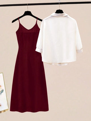Single-Breasted Shirt And Camisole Dress