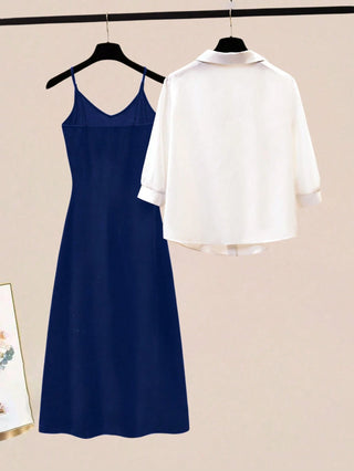 Single-Breasted Shirt And Camisole Dress