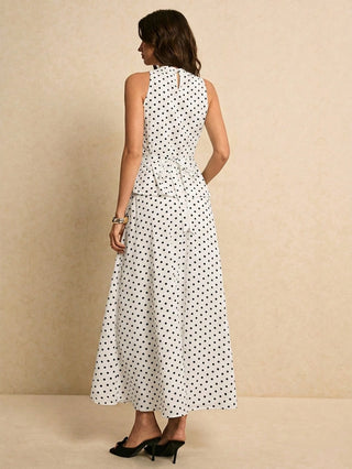 Polka Dot Fitted Stylish Elegant Summer Top And Long Skirt