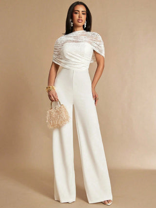 Pleated Wide Leg Elegant Jumpsuit
