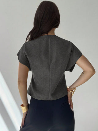 V-Neck Single-Breasted Asymmetric Hem Sleeveless Top
