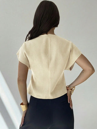 V-Neck Single-Breasted Asymmetric Hem Sleeveless Top