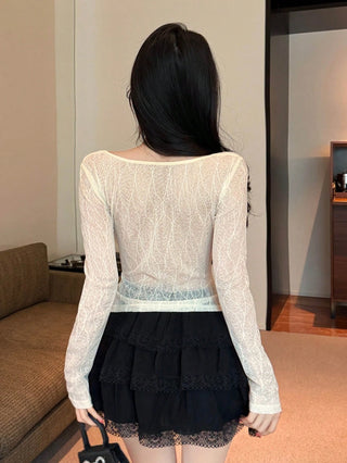 V-Neck Long Sleeve Simple T-Shirt