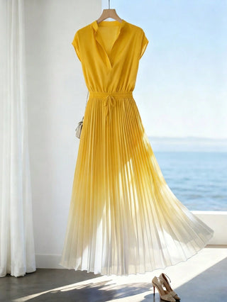 Ombre Pleated Hem A-Line Dress