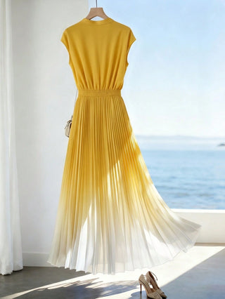 Ombre Pleated Hem A-Line Dress