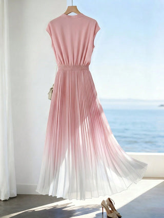 Ombre Pleated Hem A-Line Dress