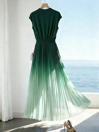 Ombre Pleated Hem A-Line Dress