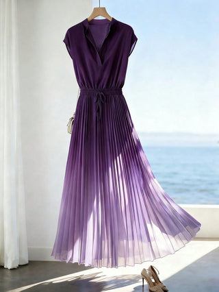 Ombre Pleated Hem A-Line Dress