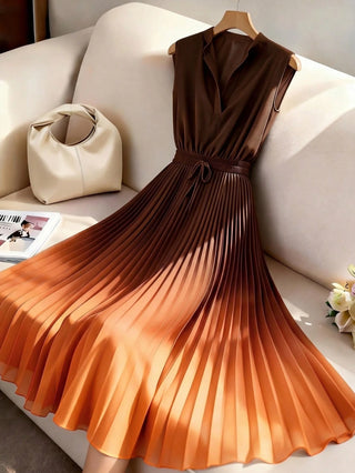 Ombre Pleated Hem A-Line Dress