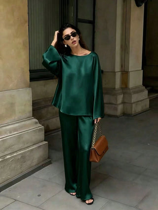 Vintage Design Satin Fabric Suit