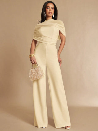 Pleated Wide Leg Elegant Jumpsuit