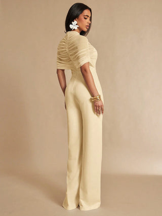 Pleated Wide Leg Elegant Jumpsuit
