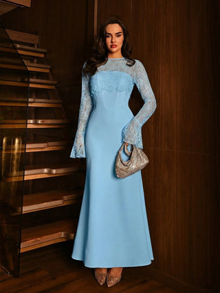 Lace Long Sleeve Gown Dress