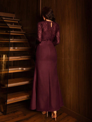 Lace Long Sleeve Gown Dress