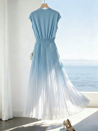 Ombre Pleated Hem A-Line Dress