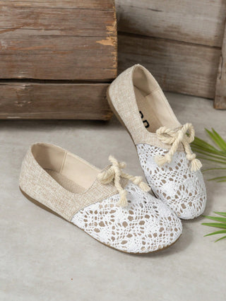 Bow Knot Woven Women's Hollow Flat Shoes