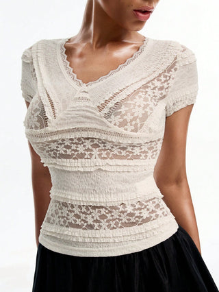 V-Neck Long Sleeve Simple T-Shirt
