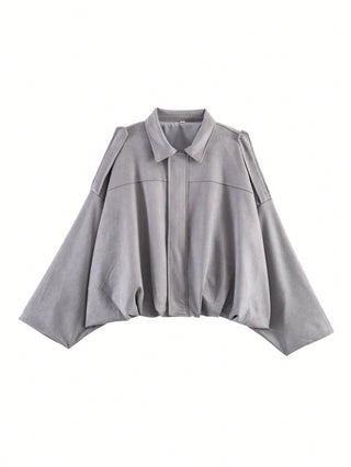 Solid Color Faux Suede Aviator Jacket