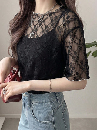 Polka Dot Loose Colorblock Short Sleeve T-Shirt
