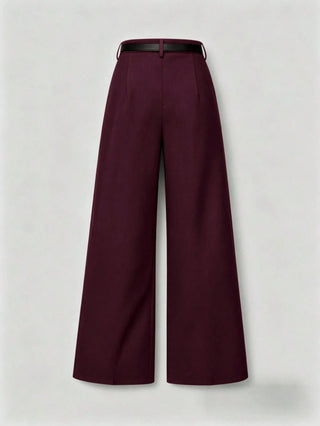 Solid Color Elegant Straight Leg Pants With Belt