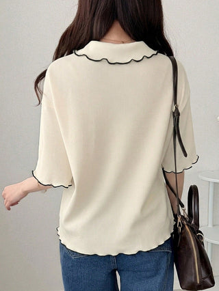 Polka Dot Loose Colorblock Short Sleeve T-Shirt