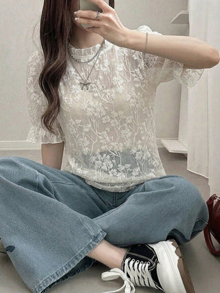 Polka Dot Loose Colorblock Short Sleeve T-Shirt