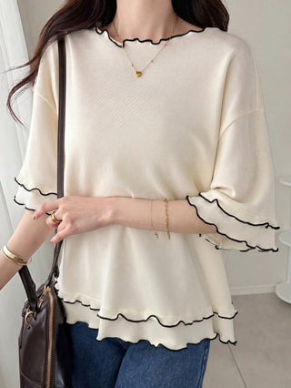 Polka Dot Loose Colorblock Short Sleeve T-Shirt