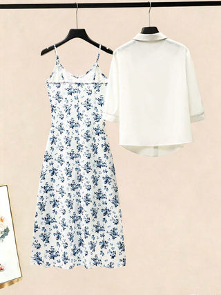 Single-Breasted Shirt And Camisole Dress