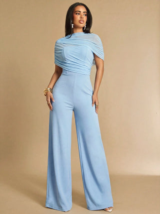 Pleated Wide Leg Elegant Jumpsuit
