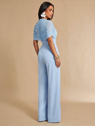 Pleated Wide Leg Elegant Jumpsuit