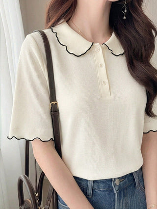 Polka Dot Loose Colorblock Short Sleeve T-Shirt