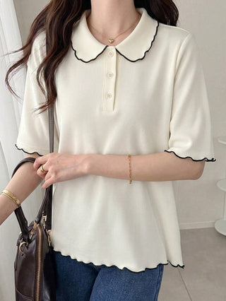 Polka Dot Loose Colorblock Short Sleeve T-Shirt