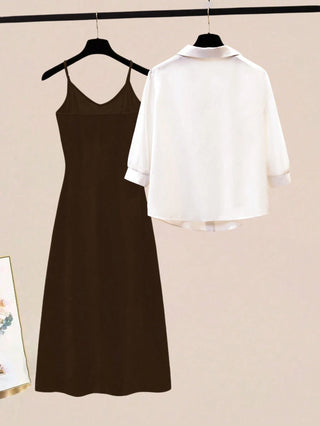 Single-Breasted Shirt And Camisole Dress