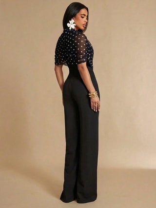 Pleated Wide Leg Elegant Jumpsuit