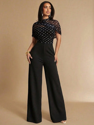 Pleated Wide Leg Elegant Jumpsuit