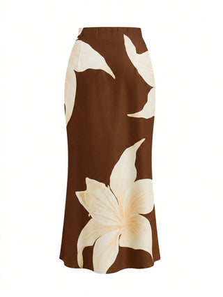 Pleated Top And Floral Print Skirt